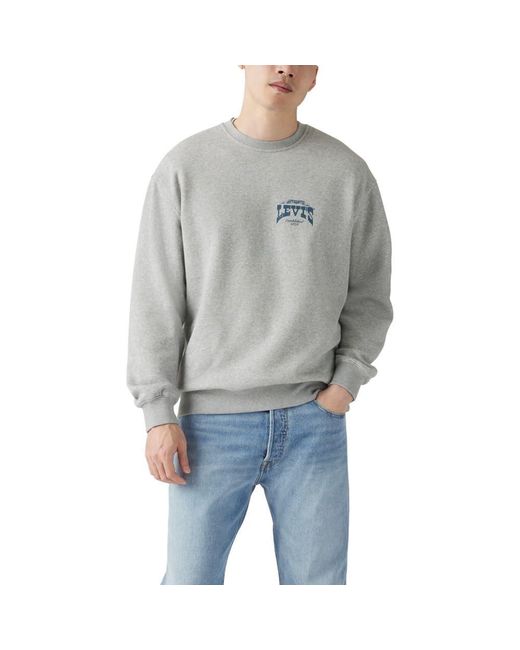 Levi's Gray Relaxed Graphic Crewneck Sweatshirt, for men