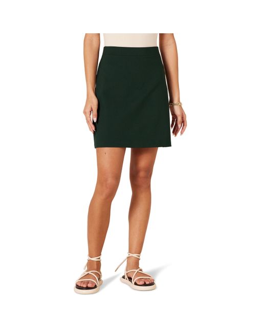Amazon Essentials Green Ponte Pull-on Mini Length A-line Skirt