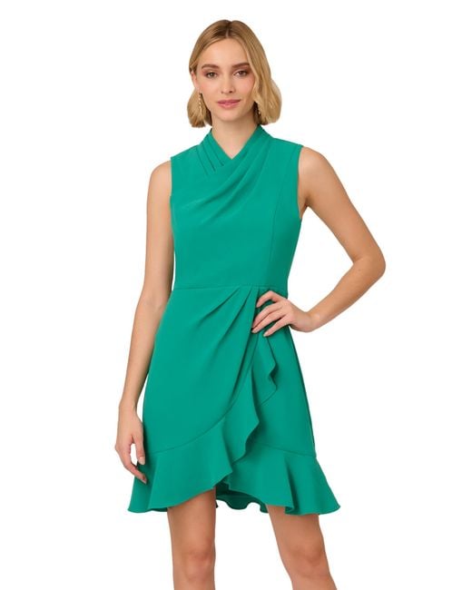 Adrianna Papell Green Chiffon Short Dress