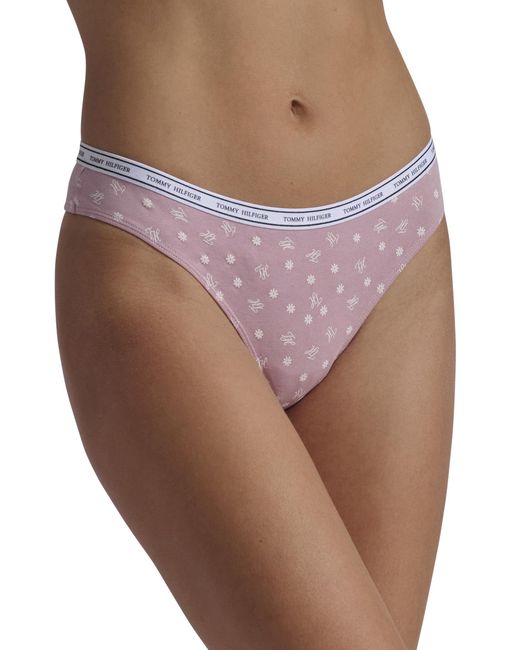Tommy Hilfiger Purple S Classic Cotton Thong Underwear With Logo Waistband 5-pack