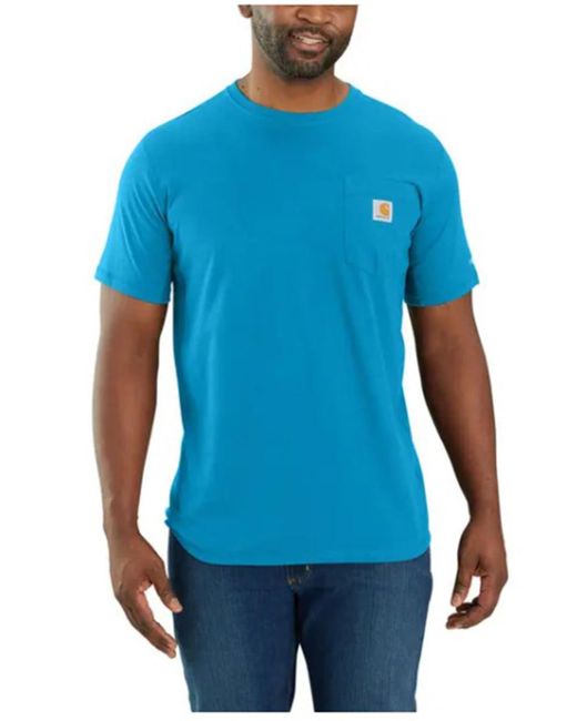 Carhartt Blue Big & Tall Force Relaxed Fit Midweight Short-sleeve Pocket T-shirt for men