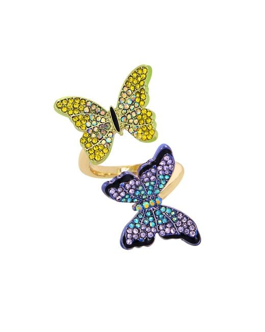 Betsey Johnson Blue S Butterfly Bypass Cocktail Ring