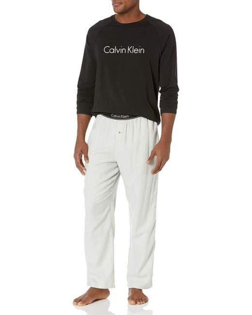 Calvin Klein Holiday Long Sleeve Tee And Flannel Pajama Pants Set in Black  for Men | Lyst