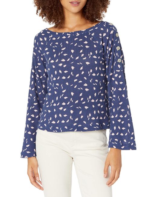 William Rast Blue Carly Bell Sleeve Top With Button Detailing