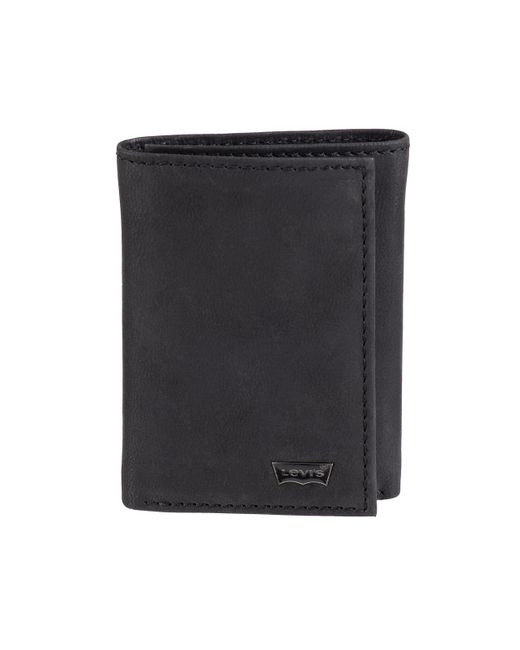 Levi's Black Trifold Wallet-sleek And Slim Includes Id Window And Credit Card Holder for men