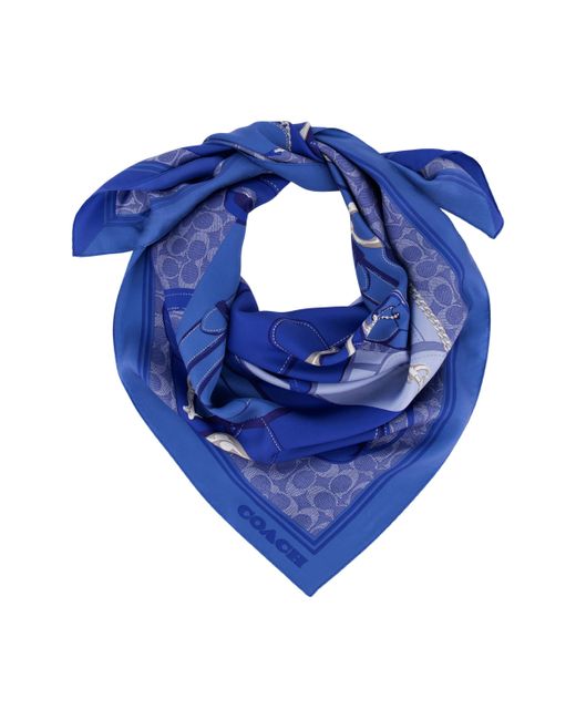 COACH Blue Limited Edition Tabby Printed Silk Square Scarf