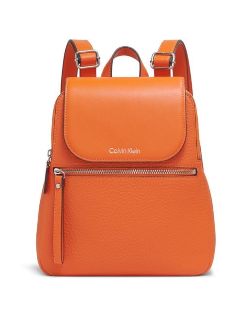 Calvin Klein Orange Reyna Novelty Key Item Flap Backpack