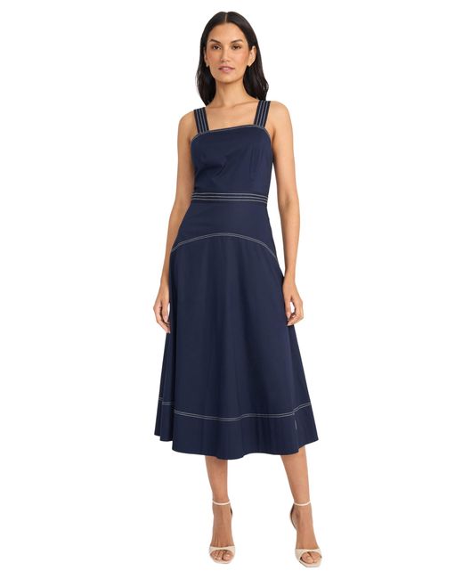 Maggy London Women's Blue A-line Seamed Bodice Formal Wedding Guest Cocktail Maggy London Women's Blue A-line Seamed Bodice Formal Wedding Guest Cocktail