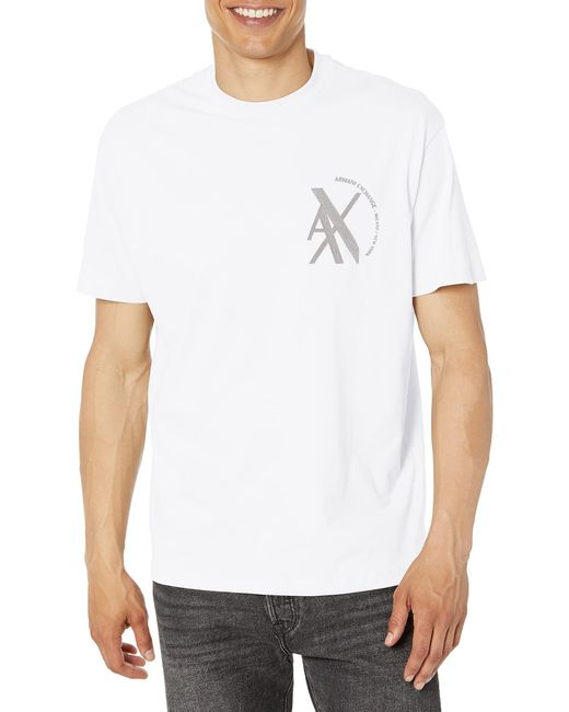 Emporio Armani White A | X Armani Exchange Overlap Chest Logo Tee for men