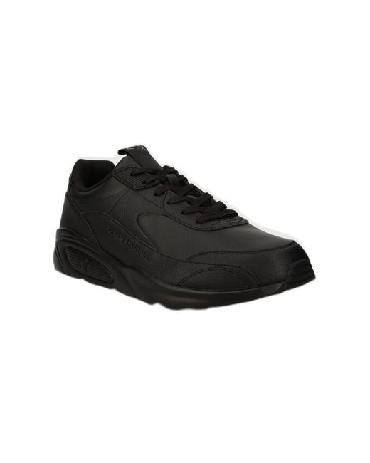 Emporio Armani Black A | X Armani Exchange Bronx Solid Colored Leather Low Top Sneaker for men