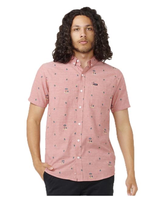 Rip Curl Pink Hula Short Sleeve Woven Shirt for men