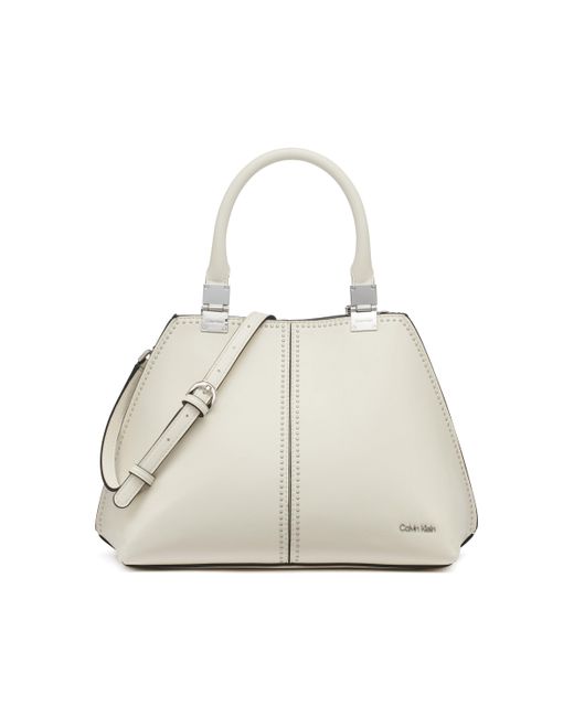 Calvin Klein White Granite Geometric Satchel – 2 In