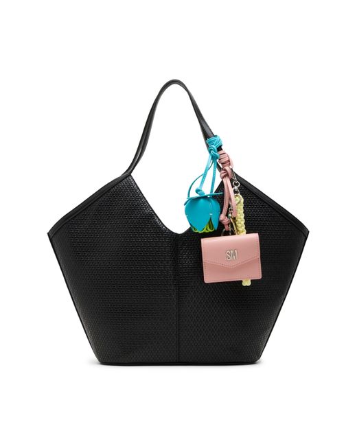 Steve Madden Black Maira Embossed Woven Tote