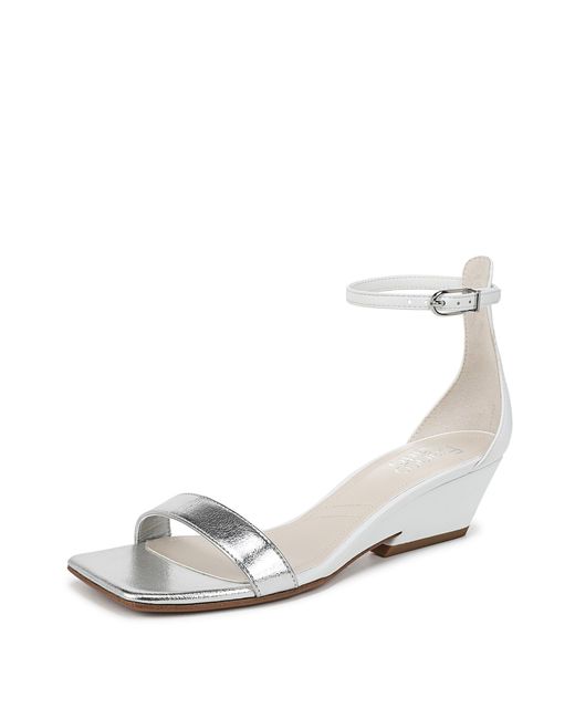 Franco Sarto Sadie Heeled Sandal White/silver Faux Leather 9.5 M