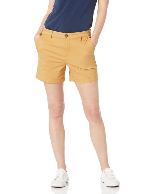 Amazon Essentials Blue Mid-rise Slim-fit 5 Inch Inseam Khaki Short