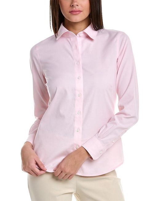 Brooks Brothers Pink Regular Non-iron Stretch Long Sleeve Fitted Blouse