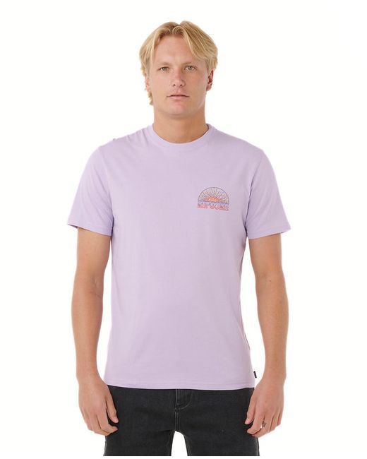 Rip Curl Purple Graphic Short Sleeve Crew Neck T-shirt for men