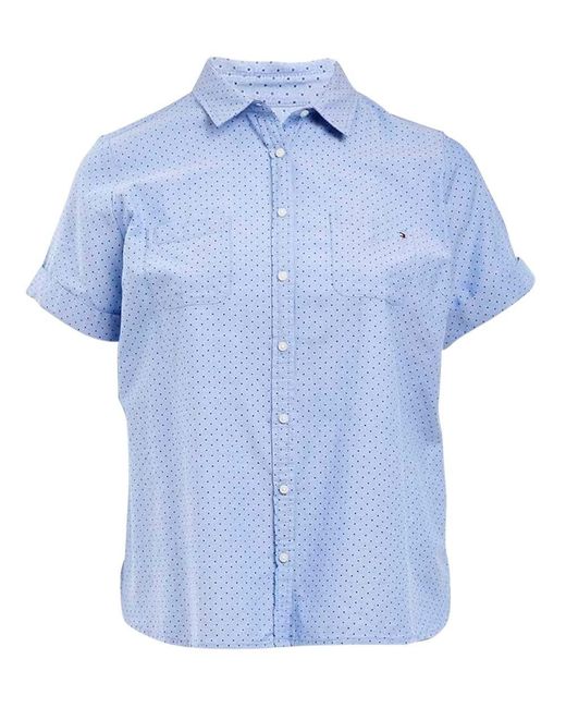 Tommy Hilfiger Blue Plus Short Sleeve Camp Shirt