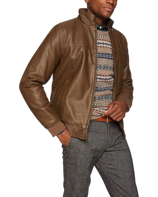 tommy hilfiger men's faux leather bomber jacket