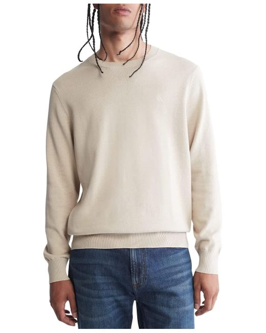 Calvin Klein White Solid Supima® Cotton Crewneck Sweater for men