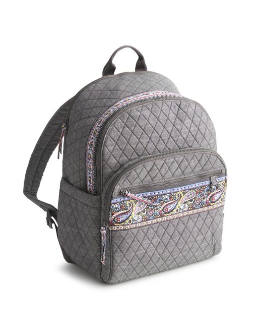Vera Bradley Gray Premium Cotton Bancroft Backpack