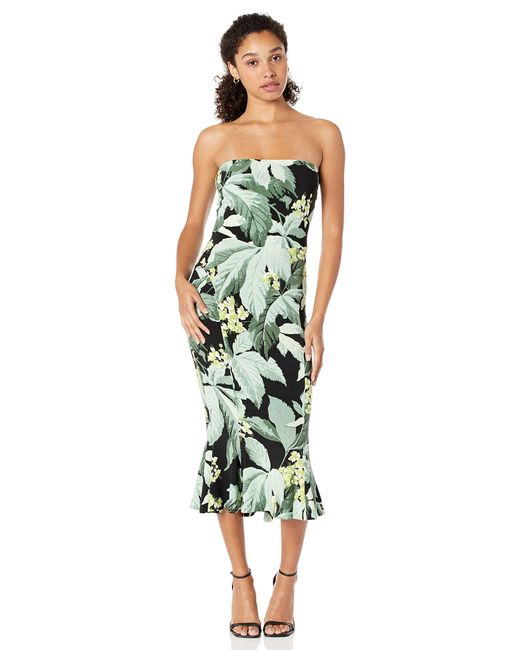 Norma Kamali Green Womens Strapless Fishtail To Midcalf Cocktail Dress