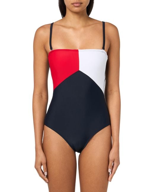 Tommy Hilfiger Blue Swim One Piece,colorblock,large
