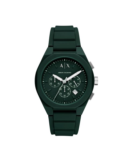 Emporio Armani A|x Armani Exchange Chronograph Green Silicone Band Watch for men
