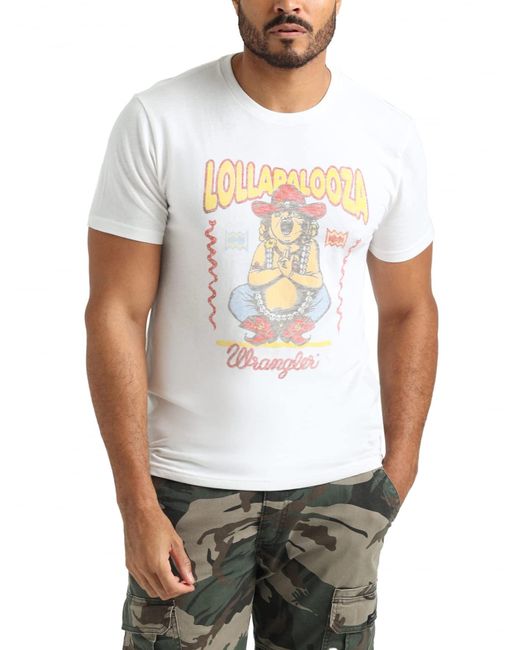 Wrangler White Lollapalooza Regular Fit T-shirt for men