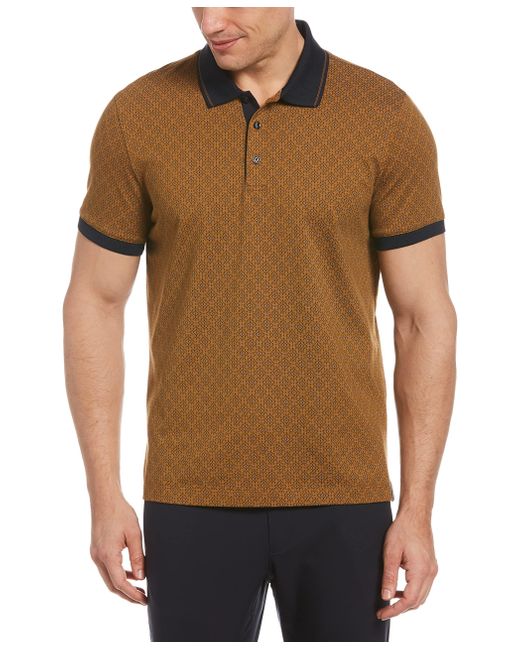 Perry Ellis Brown Slim Fit Foulard Print Short Sleeve Polo Shirt for men