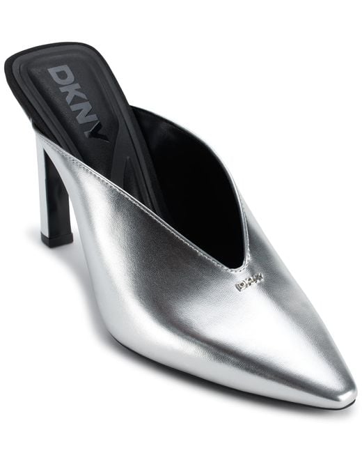 DKNY Metallic Cadena Heeled Loafer Mule Sandal
