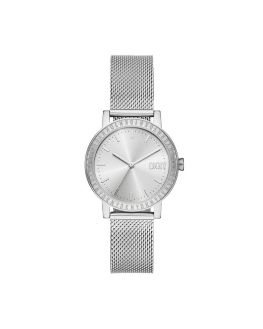 DKNY Metallic Soho D Three-hand Silver Stainless Steel Mesh Band Watch