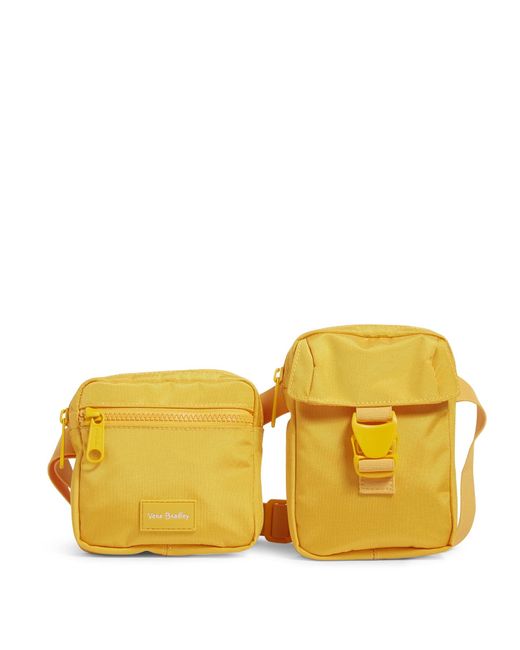 Vera Bradley Yellow Recycled Lighten Up Reactive Convertible Belt Sling Crossbody Bag