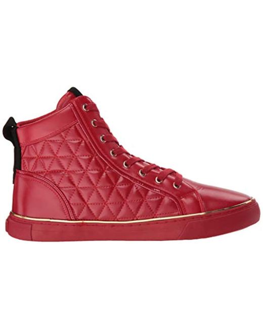 Guess Synthetic Melo Quilted High-top Sneakers in Red for Men | Lyst