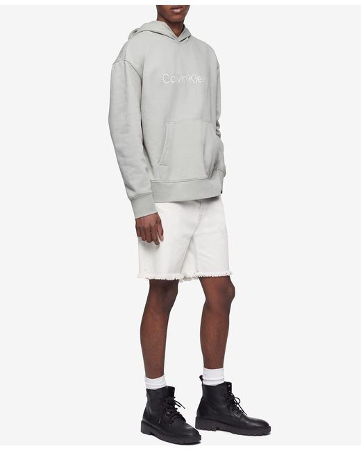 Calvin Klein Relaxed Fit Logo French Terry Hoodie in Gray for Men | Lyst