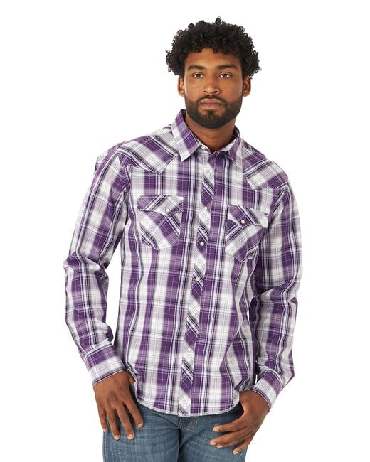 Wrangler Western Fashion Two Pocket Long Sleeve Snap Shirt in Purple for  Men | Lyst