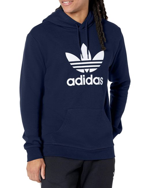 Adidas Originals Blue Mens Adicolor Classics Trefoil Hoodie Hooded Sweatshirt for men