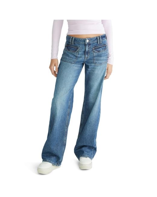 Aéropostale Women's Blue Aéropostale Low-rise Baggy Wide-leg Jean