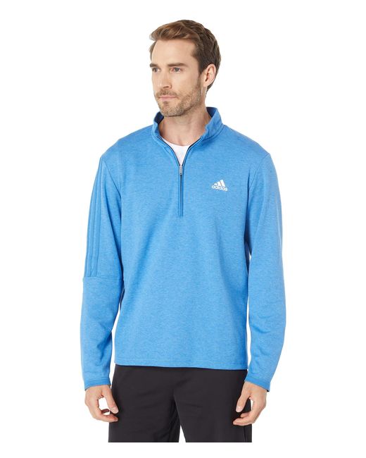 Adidas Blue 3-stripes Left Chest Logo Quarter Zip Pullover for men