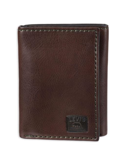 Levi's Brown Trifold Wallet-sleek And Slim Includes Id Window And Credit Card Holder for men