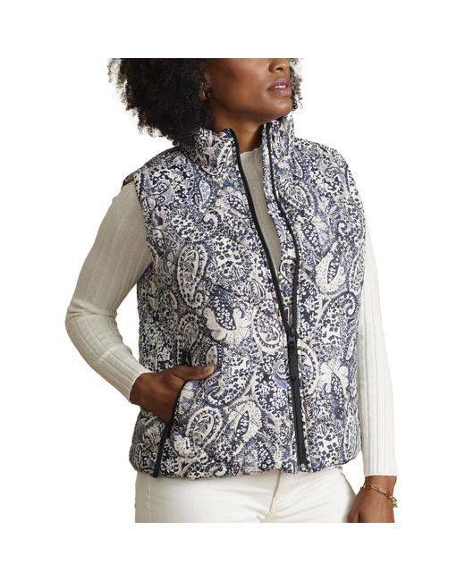 Vera Bradley Gray Zip Up Puffer Vest With Pockets