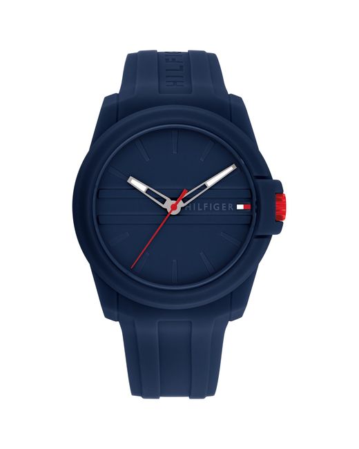 Tommy Hilfiger Blue Sporty Silicone Wristwatch For - Water-resistant Up To 5 Atm/50 Meters - Premium Fashion For Everyday Wear for men