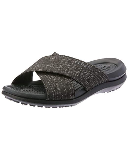 Crocs™ Black Capri Shimmer Xband Sandal W Heels