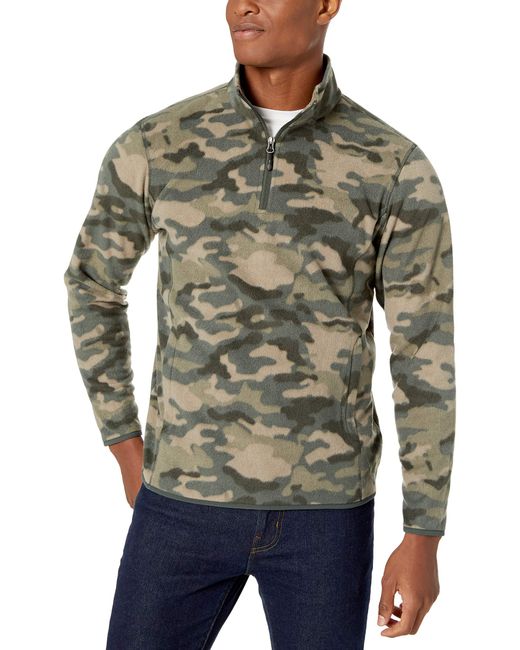 Amazon Essentials Quarterzip Polar Fleece Jacket in Green Camo (Green