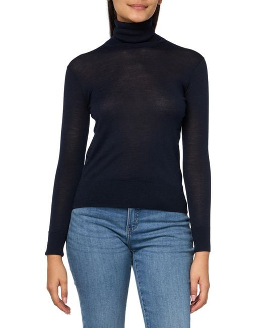 Brooks Brothers Blue Merino Wool Long Sleeve Turtleneck Sweater