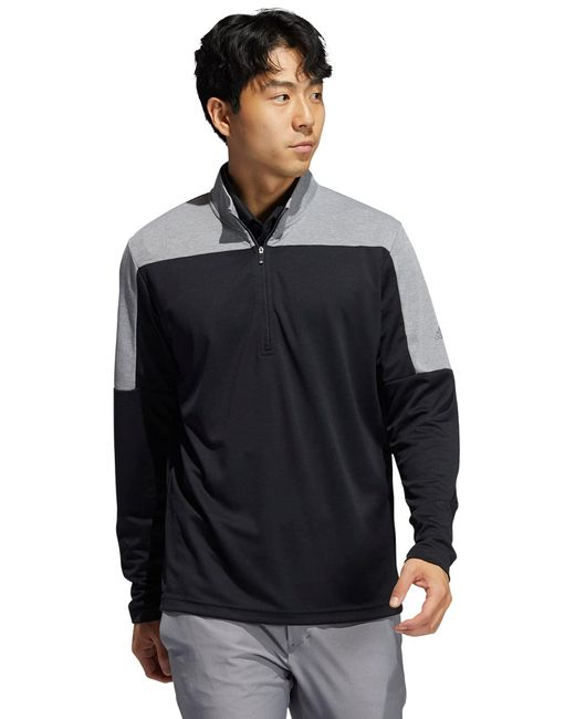 Adidas Black Golf Lightweight Recycled Polyester Quarter Zip Pullover for men