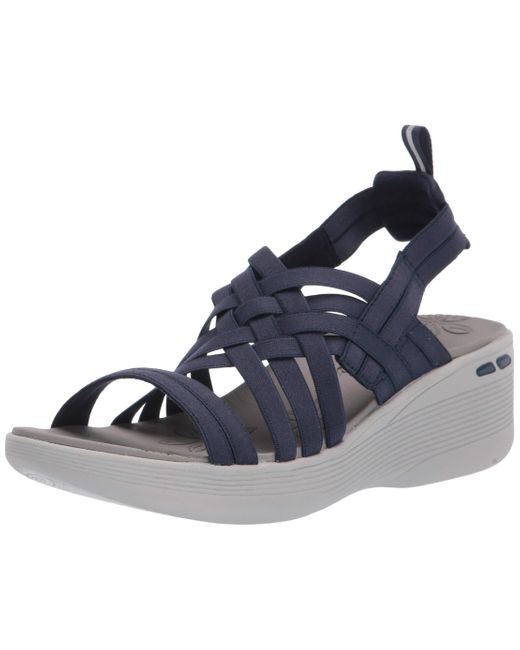 Skechers Pier-lite Wedge Sandal in Navy (Blue) - Save 39% | Lyst