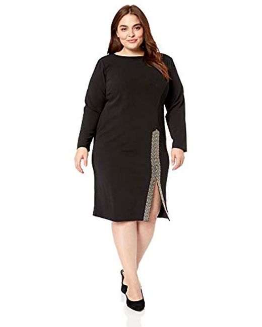 Lyst Calvin Klein Plus Size Long Sleeve Sheath With Embellished Slit