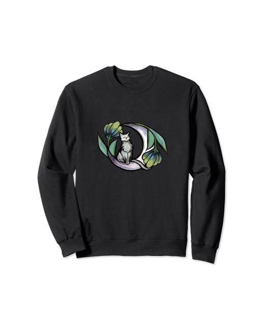 Caterpillar Cat Moon Floral Kitty Cat Witch Sweatshirt in Black | Lyst