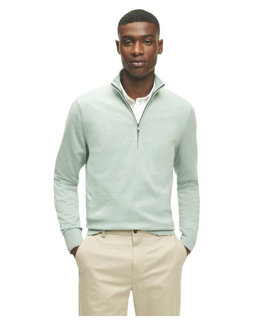 Brooks Brothers Green Regular Fit Supima Cotton Long Sleeve Half-zip Sweater for men